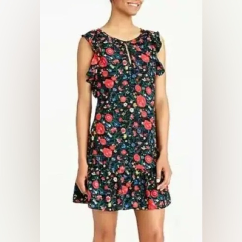 J. Crew NWT Women's Floral Flutter Sleeve Knee Length Shift Dress-‎ Size Small